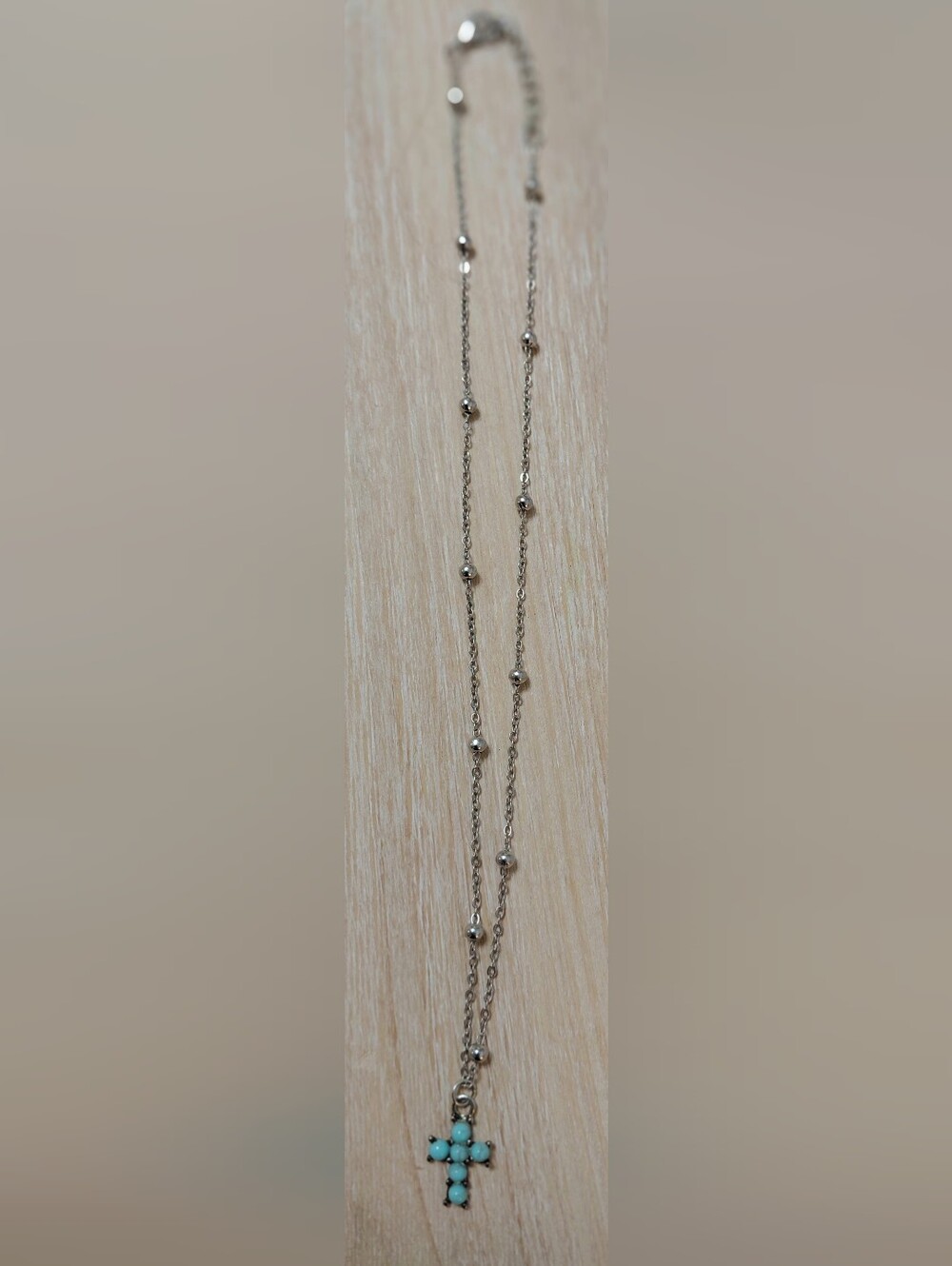 Sterling-Style Beaded Station Necklace - Silver